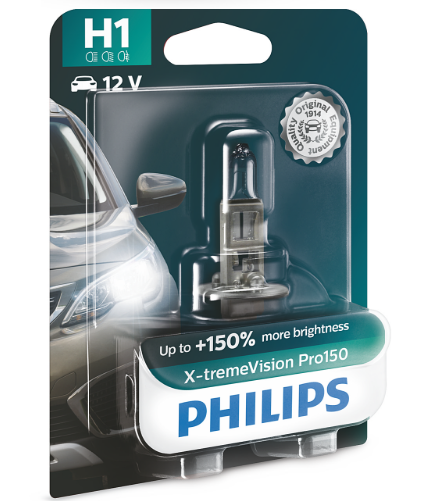 лампа  H1 12V 55 W PHILIPS X-treme Vision Pro +150% 12258XVPB1 - зображення 2