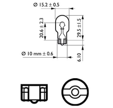 лампа БЦ 12V 16W W2.1х9.5d PHILIPS (пара) 12067B2 - зображення 3