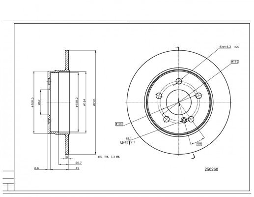 диск тормозной зад. MB C-Class W204 (d278x9) 07->  (HART)