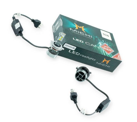 лампа LED H4 12V MICHI Can 55W 5500K 5300L радиатор с вентилятором