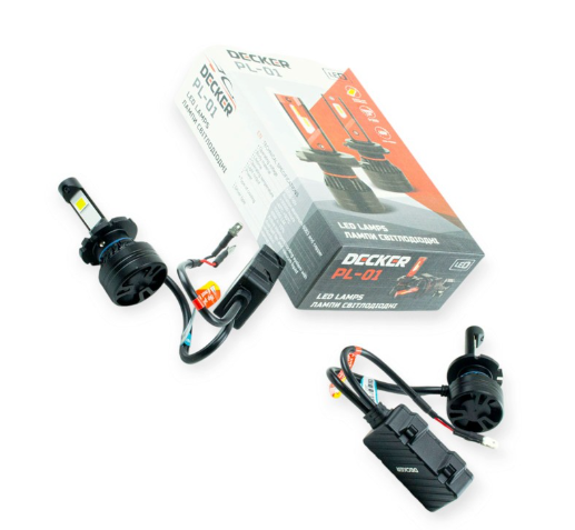 лампа LED D2 12V PL-01 5500K 10000L радиатор c вентилятором+обманка PL-01 5K D2 LED Decker - зображення 2