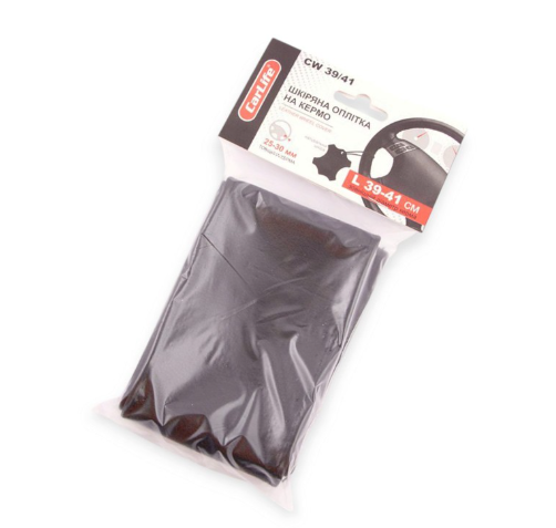 оплетка руля  XL  кожа  (41 - 43 см)  черная CarLife  с иголкой