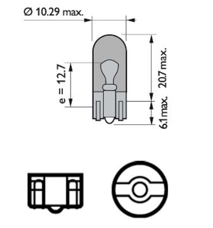 лампа БЦ 12V 5W W2.1х9.5d PHILIPS Orange (пара) 12396NAB2 - зображення 3