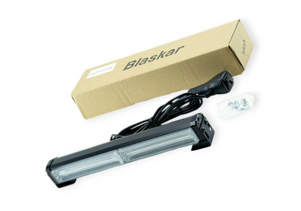 фара дополнительная LED  прямоуг. 310х40х45 (Д/В/Ш) 2 секции синий + стробоскоп+штекер в прикуриват.