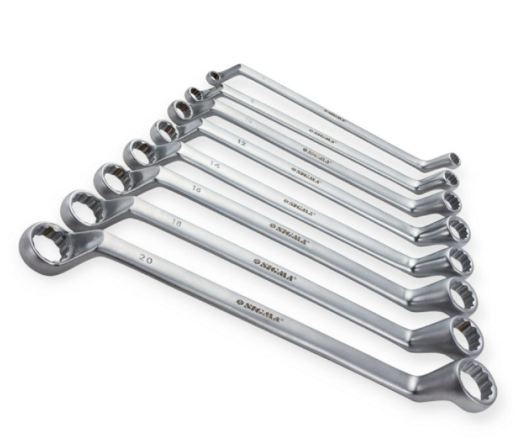 набор ключей накидных изогнутых 6-22 мм 8 шт (планшет) CrV HT-1102 - зображення 3