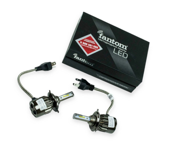 лампа LED H4 12V-24V FANTOM 5500K 4900L радиатор c вентилятором