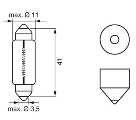 лампа AC салона 24V10W 11*41mm SV8,5 BOSCH 1987302521 - зображення 2