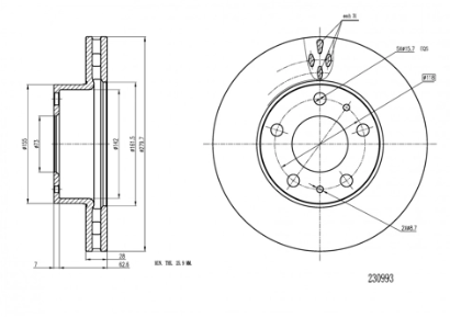 диск тормозной пер. Fiat Ducato, Peugeot Boxer 06-> (280mmx28mm)  (HART)