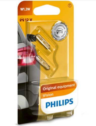 лампа БЦ 12V 1,2W W2х4,6d PHILIPS (пара)