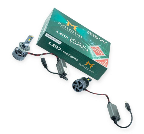 лампа LED H7 12V-24V MICHI Can 55W 5500K 5300L с обманкой радиатор с вентилятором