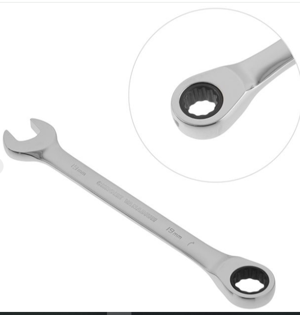 ключ рожково-накидной 19мм CrV  трещеточный XT-1359 - зображення 2