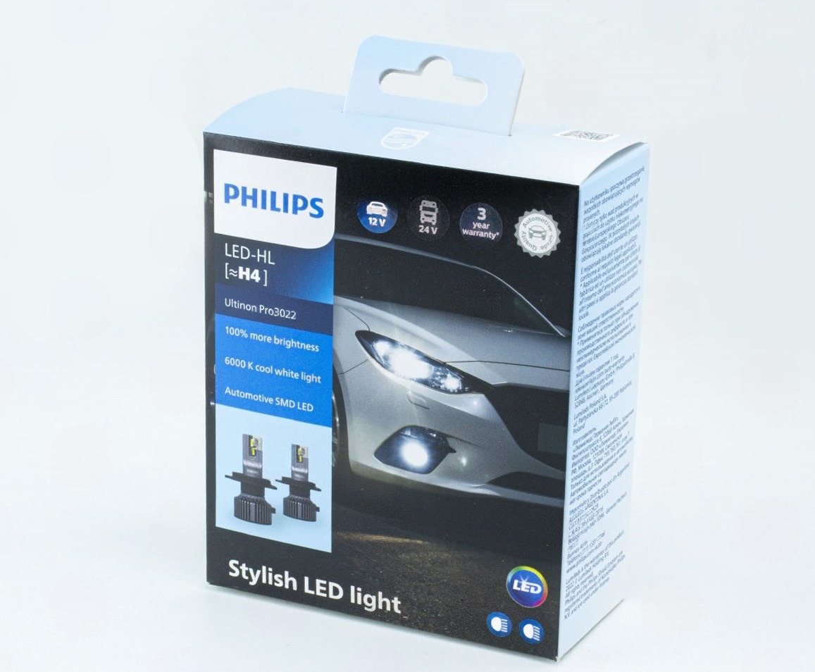 лампа LED H4 12V-24V  40W 6000K Ultion Pro +100% PHILIPS радиатор с вентилят.