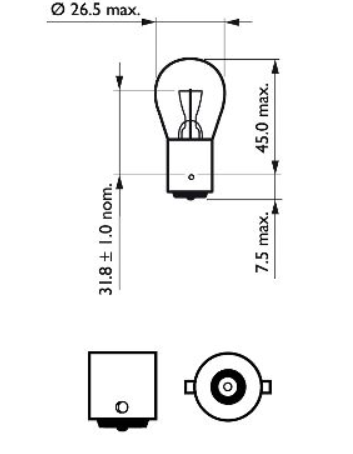 лампа A 12V P21W BA15s PHILIPS (пара) 12498B2 - зображення 3