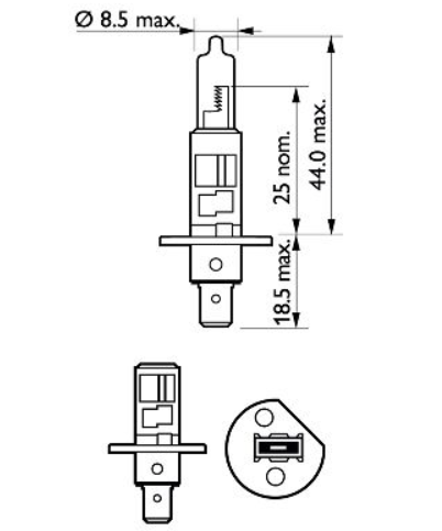 лампа  H1 12V 55 W PHILIPS LongLife EcoVision 12258LLECOC1 - зображення 3