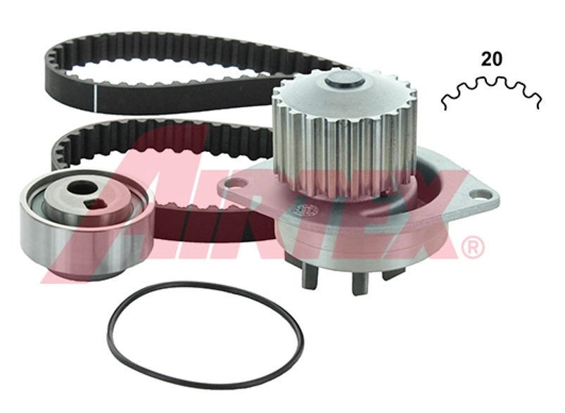 ремкомплект ГРМ (ремень+ролики+помпа) Peugeot 106, 206, Citroen Saxo 1.4-1.6 86->  (AIRTEX)