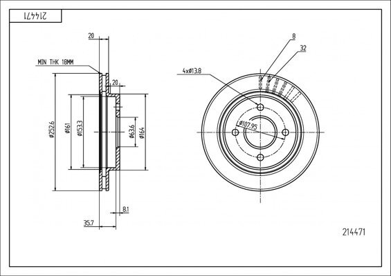 диск тормозной зад. Ford Mondeo, Scorpio 93-> (d253x20mm)  (HART)