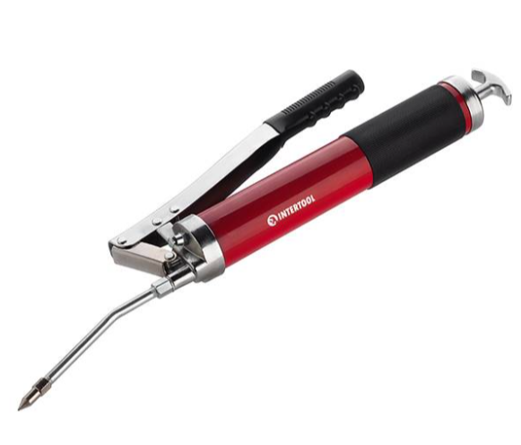 шприц для смазки 600 мл с гибким шлангом (двух-плунжерный) Intertool