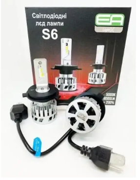 лампа LED H4 12V-24V S6 5000K 8000L  радиатор c вентилятором
