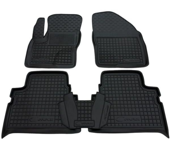 коврики салона Ford Focus C-MAX 2003-> борт 2,5см, с перемычкой