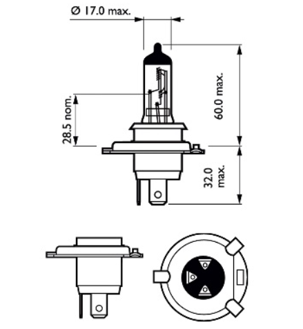 лампа H4 12V 60/55 (43) PHILIPS LongLife EcoVision (2шт) 12342LLECOS2 - зображення 3