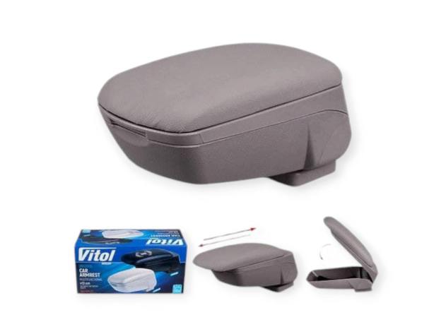 подлокотник - универсальный пластик/кожзам Vitol сдвижной пепельница подстаканник серый HJ48015G - зображення 6