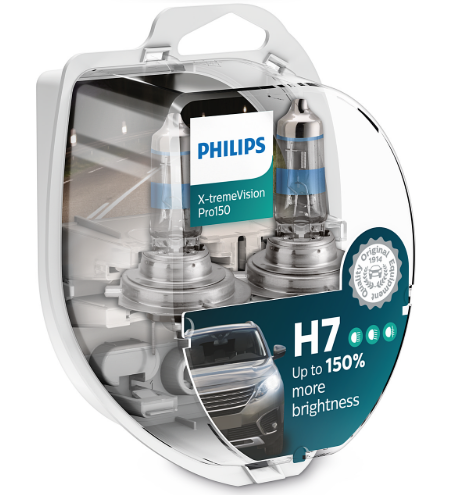 лампа H7 12V 55 W PHILIPS X-treme Vision Pro150 +150% (2шт)