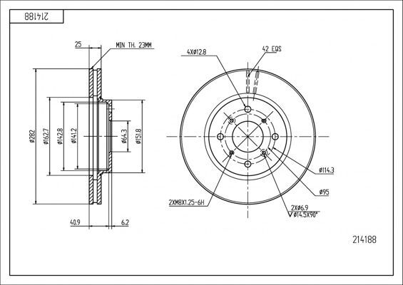 диск тормозной пер. Honda Accord VI 98-> (d282x25mm)  (HART)