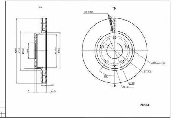 диск тормозной пер. Mazda 3, (13->), CX-3 (15->) (280x25)  (HART)