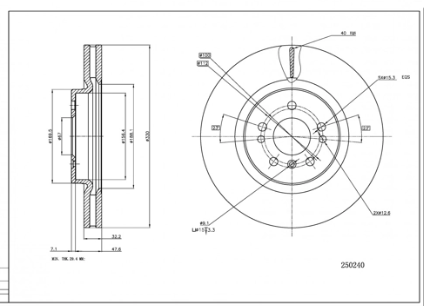 диск тормозной пер. MB M-Class W164 (d330x32mm)  (HART)