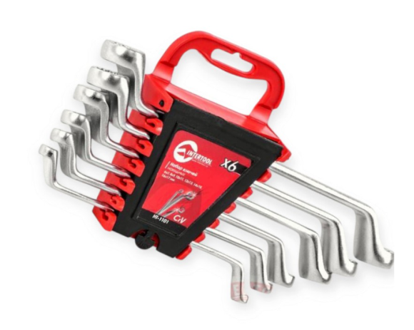 набор ключей накидных изогнутых 6-17 мм 6 шт (планшет) CrV
