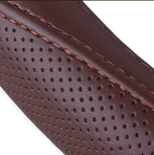 чехол руля  M  кожа  (37 - 39 см)  коричневый Vitol  перфор. вставка, один шов, белая основа VLOD-LF2161 COFFE M - зображення 3