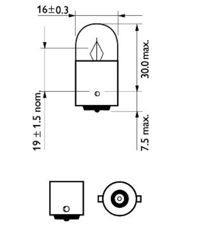 лампа A 12V R5W BA15s PHILIPS 12821CP - зображення 2