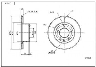 диск тормозной пер. MB Vito 638 (96-03)  (276mmx22mm)  (HART)