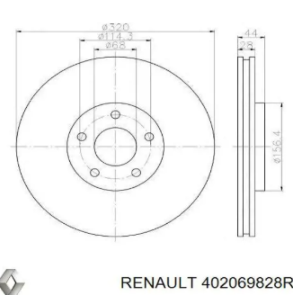 диск гальм. пер. koleos шт.