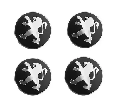 Ннаклейка на колесный диск/колпак d 90 мм  Peugeot черная (4шт)