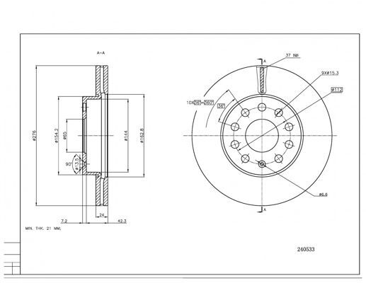 диск тормозной пер. VW Golf VII 12-> (276mm23.5mm)  (HART)