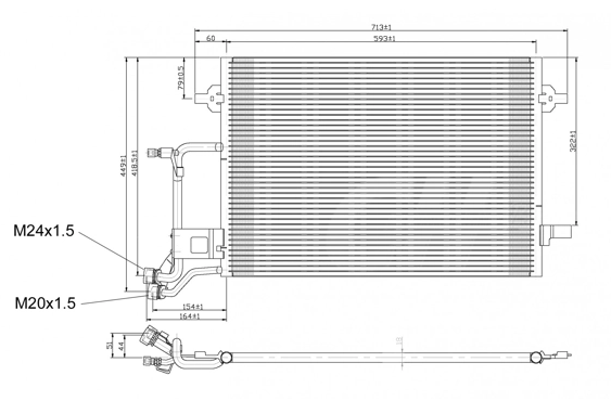 радиатор кондиционера Audi A6 C5 (97-05)  (HART)