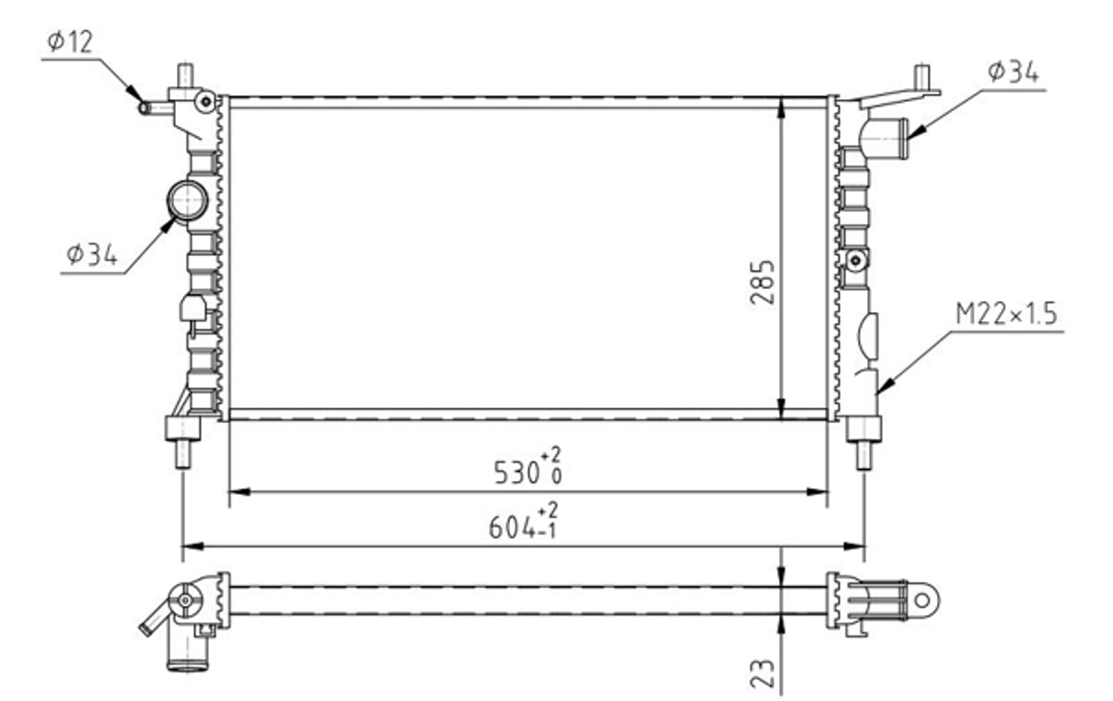 радиатор двиг. Opel Combo 1.2/1.4 (94-01)  (HART)