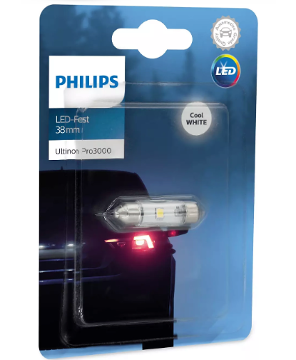 Лампа светодиодная AC лазер. 12-10 WHITE  1W 38мм 6000K PHILIPS