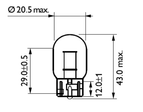 лампа БЦ 12V 21W W3х16d PHILIPS 12065CP - зображення 2
