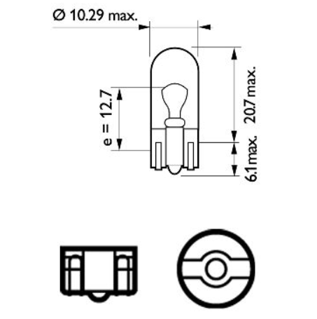 лампа БЦ 12V 5W W2.1х9.5d PHILIPS 12961CP - зображення 2
