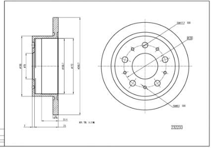 диск тормозной зад. Fiat Ducato 06-> (d300x16mm)  (HART)