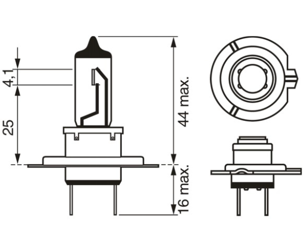 лампа H7 12V 55 W BOSCH Pure Light картон 1987302071 - зображення 2