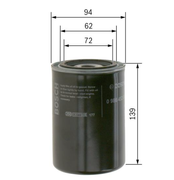 Масляний фільтр 0 986 452 001 - зображення 2