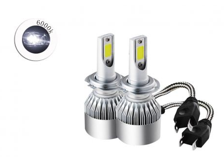 лампа LED H7 12V-24V C6 6000K CHIP COB (металл. корпус) радиатор с вентилятором