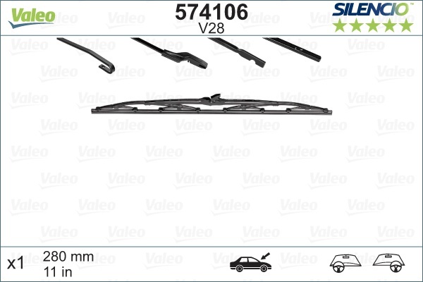 Склоочисник VALEO SILENCIO CONVENTIONAL / каркасний / 280 мм. / 574106 - зображення 1