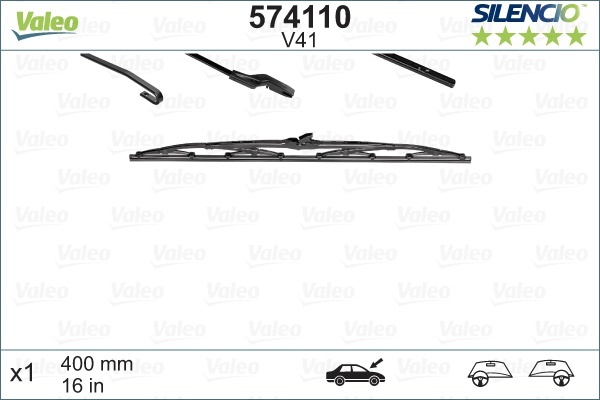 Склоочисник VALEO SILENCIO CONVENTIONAL / каркасний / 400 мм. /