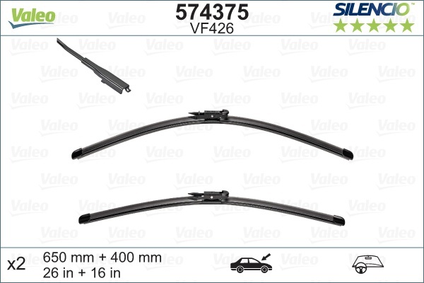 Комплект стеклоочистителей SILENCIO FLAT BLADE SET/бескаркасные/650•400 мм. / + спойлер /