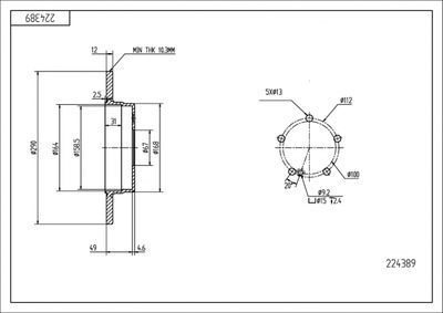 диск тормозной зад. MB E-Class (W210) (d290x12mm) 96->  (HART)