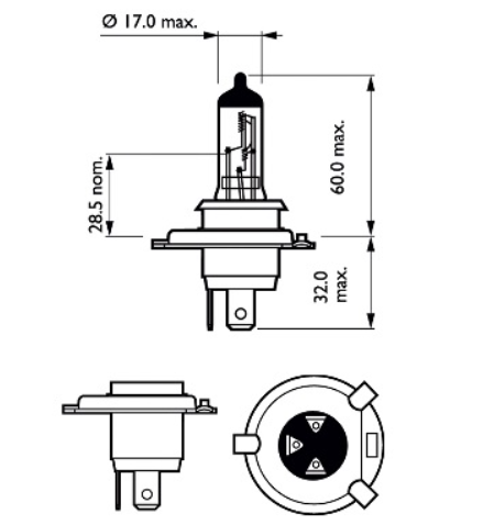 лампа H4 12V 60/55 (43) PHILIPS LongLife EcoVision 12342LLECOC1 - зображення 3